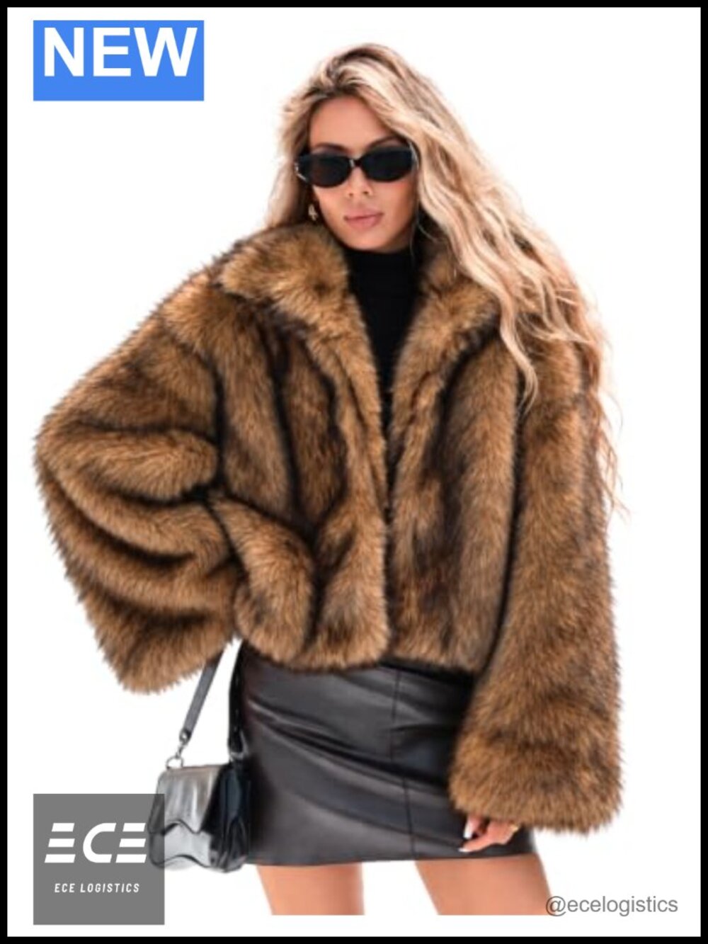Faux Fur Cropped Jacket Fluffy Warm Winter Coat Lapel Collar